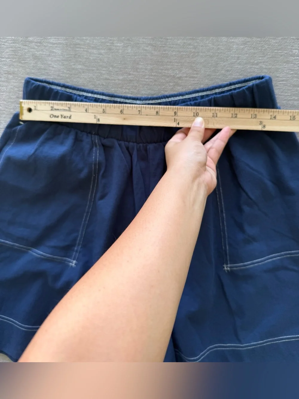 Free People Beach Navy Cotton Pull On Shorts Elastic Waist Pockets Size‎ L&S